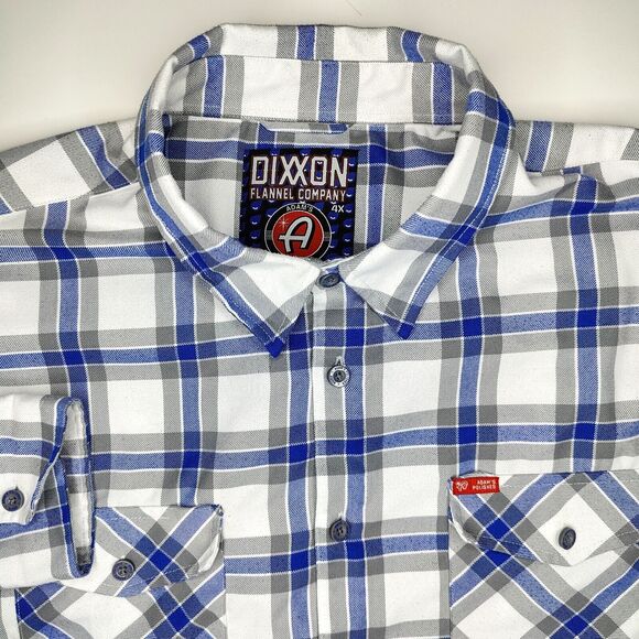 Dixxon 'Rinser' Flannel Shirt Blue Plaid Polyester Adam's Polishes Mens 4X - Picture 1 of 9